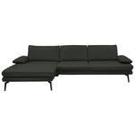 ECKSOFA in Echtleder Dunkelgrün  180/310 cm  - Dunkelgrün/Schwarz, Design, Leder/Metall (180/310cm) - Dieter Knoll