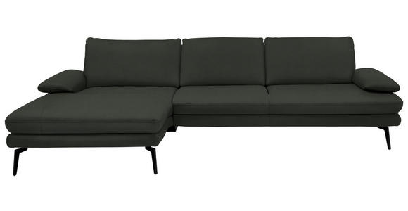 ECKSOFA in Echtleder Dunkelgrün 180/310 cm - Dunkelgrün/Schwarz, Design, Leder/Metall (180/310cm) - Dieter Knoll