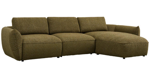 ECKSOFA in Chenille Dunkelgrün 340/190 cm - Dunkelgrün/Schwarz, Design, Kunststoff/Textil (340/190cm) - Emilio Belluti