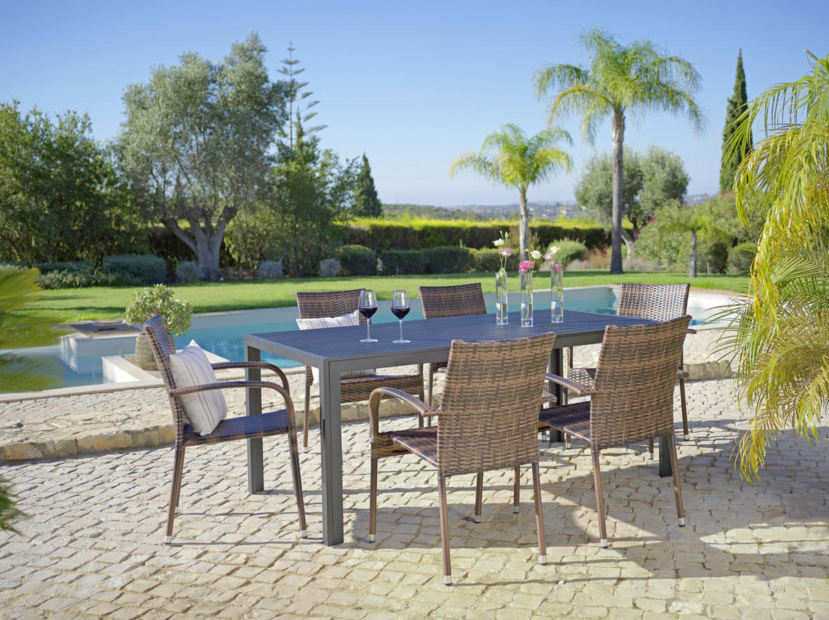 STOLICA VRTNA  sivo-smeđa  metal, plastika      - sivo-smeđa/tamno smeđa, Moderno, metal/plastika (64/87/56cm) - Ambia Garden