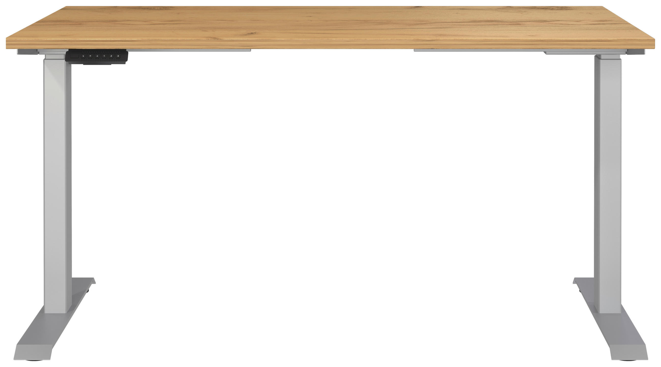 SCHREIBTISCH 140/80/72-118 cm  in Silberfarben, Eichefarben  - Eichefarben/Silberfarben, MODERN, Holzwerkstoff/Metall (140/80/72-118cm) - Novel