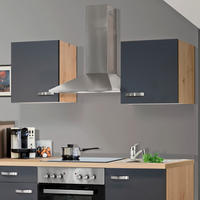 KÜCHENBLOCK   in Dunkelgrau, Eiche San Remo  - Edelstahlfarben/Dunkelgrau, MODERN, Holzwerkstoff/Metall (220/200/60cm) - FlexWell