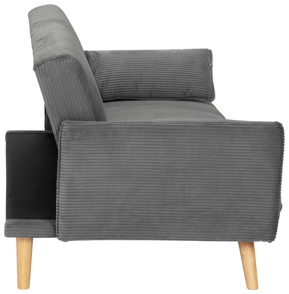 SCHLAFSOFA Cord Grau  - Naturfarben/Grau, Design, Holz/Textil (193/81/92cm) - Livetastic