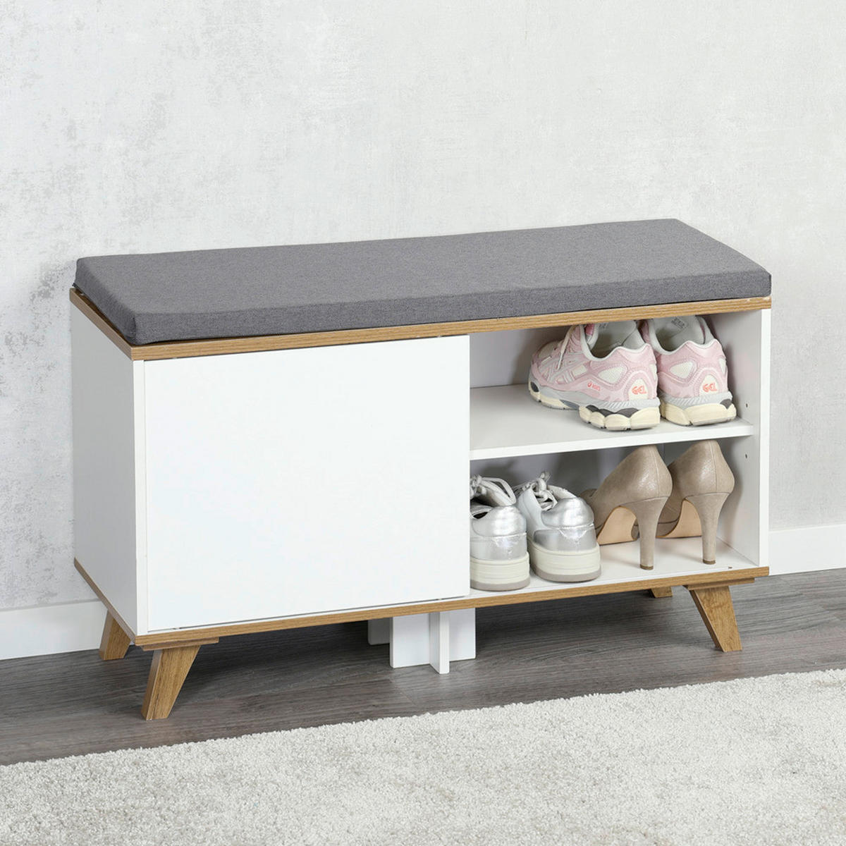 SCHUHSCHRANK  in 77/48/30 cm  - Braun/Weiß, Design, Holzwerkstoff/Textil (77/48/30cm) - Kesper