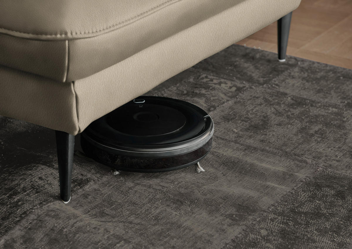 ECKSOFA in Echtleder Greige  - Greige/Schwarz, Design, Leder/Metall (334/172cm) - Hukla