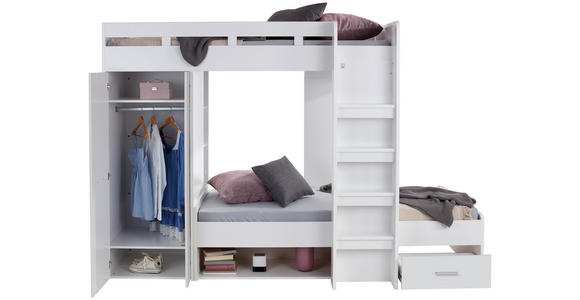 ETAGENBETT - Weiß, KONVENTIONELL, Holzwerkstoff (90/200cm) - Carryhome