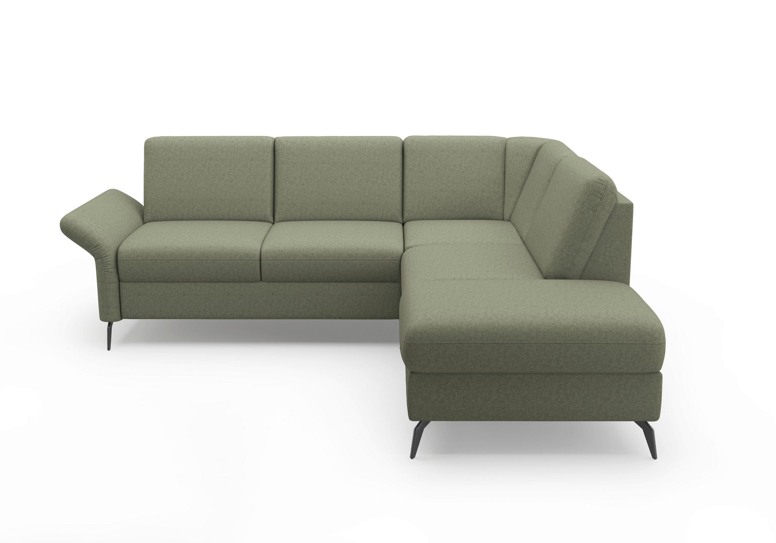 ECKSOFA ROCHELLE E Olivgrün Flachgewebe  - Schwarz/Olivgrün, KONVENTIONELL, Textil/Metall (240/216cm) - Sit & More