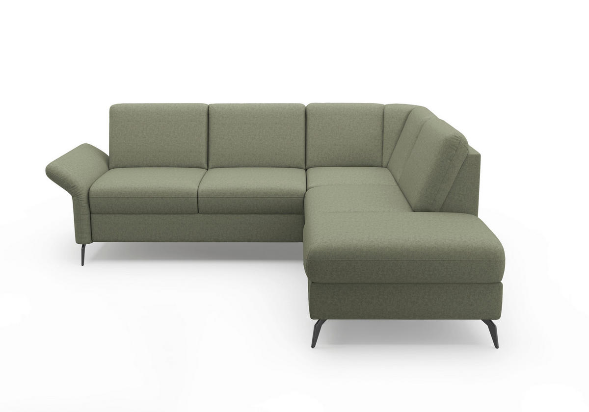 ECKSOFA ROCHELLE E Olivgrün Flachgewebe  - Schwarz/Olivgrün, KONVENTIONELL, Textil/Metall (240/216cm) - Sit & More