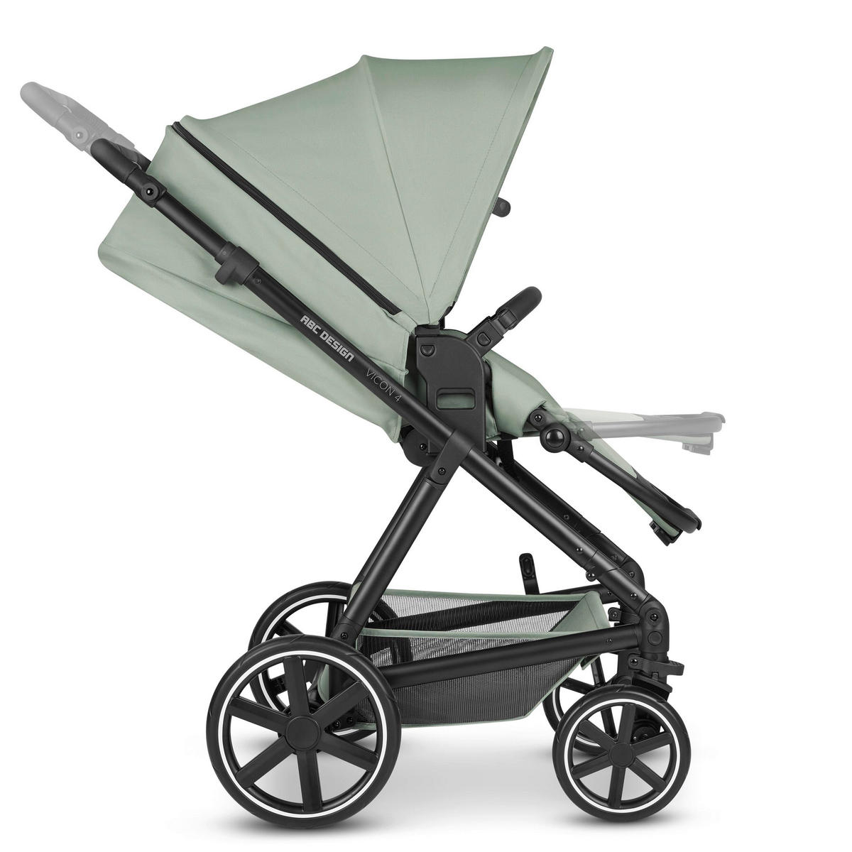 KINDERWAGENSET  Vicon 4  Pine  - Pastellgrün/Schwarz, Basics, Textil/Metall (91/61/110cm) - ABC Design