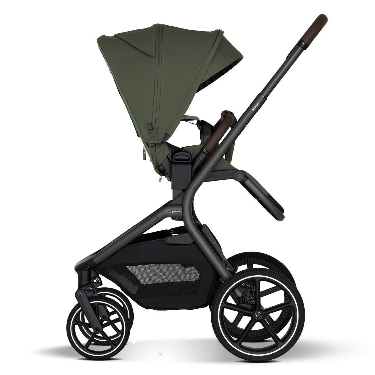 KINDERWAGENSET MAVI 3in1 Premium  - Anthrazit/Olivgrün, Basics, Textil/Metall (92/55/110,5cm) - My Junior