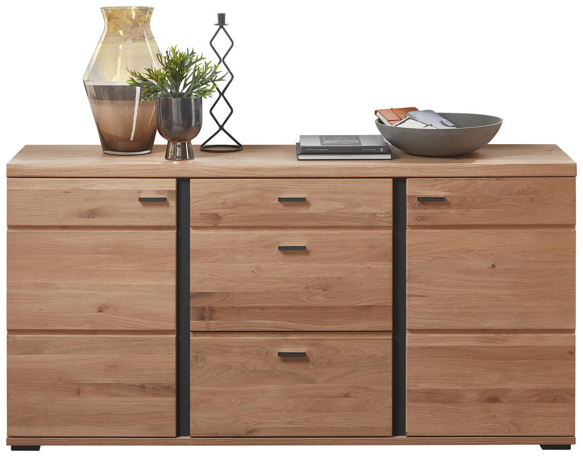 SIDEBOARD  in 170/86/43 cm  - Eichefarben/Schwarz, Natur, Holz/Holzwerkstoff (170/86/43cm) - Livetastic