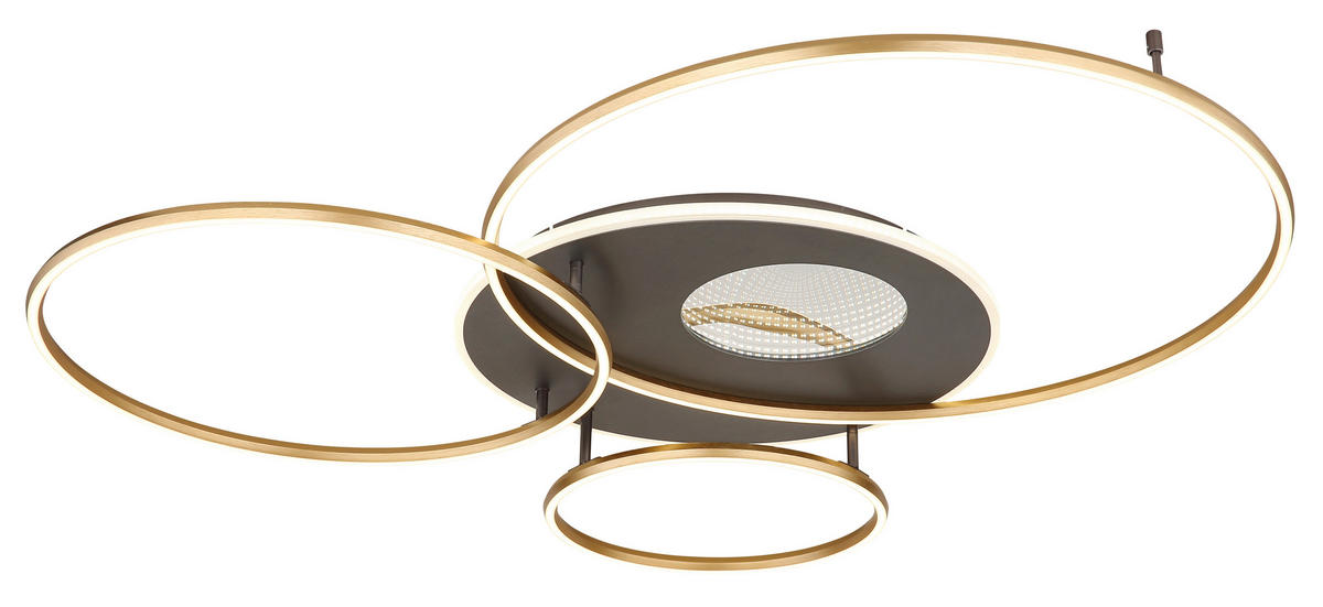 STROPNA LED-SVETILKA  INVERTINA /300-4747 lm/2700-6500 K/230 V/ - zlate barve/opal, Design, kovina/umetna masa (126,4/105,3/13cm)