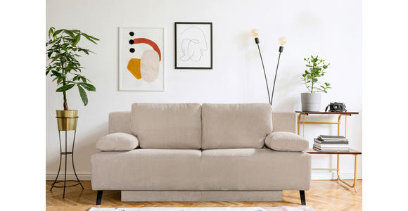 SCHLAFSOFA  in Cord Creme  - Creme/Schwarz, MODERN, Textil/Metall (197/92/88cm) - Novel