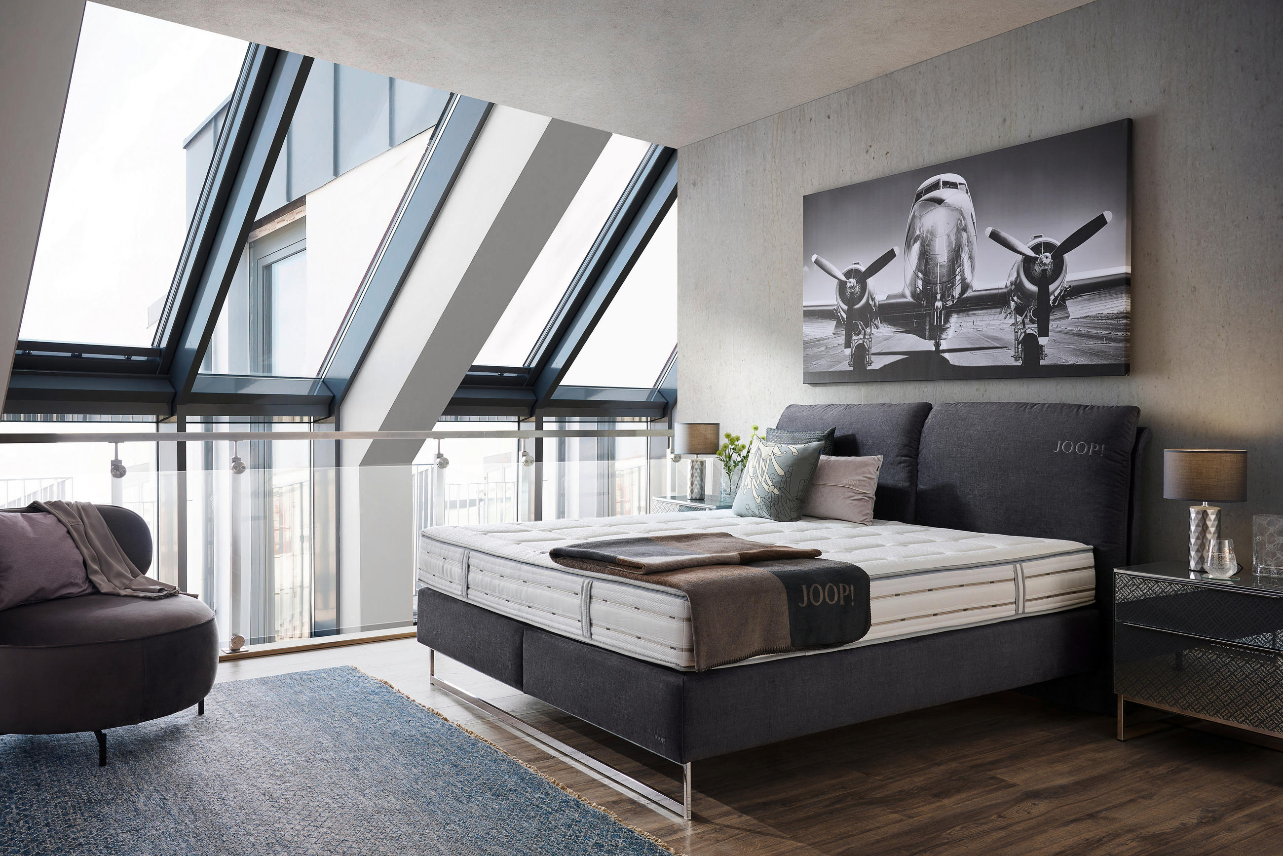 BOXSPRINGBETT 180/200 cm  in Taupe  - Taupe/Chromfarben, Design, Textil (180/200cm) - Joop!