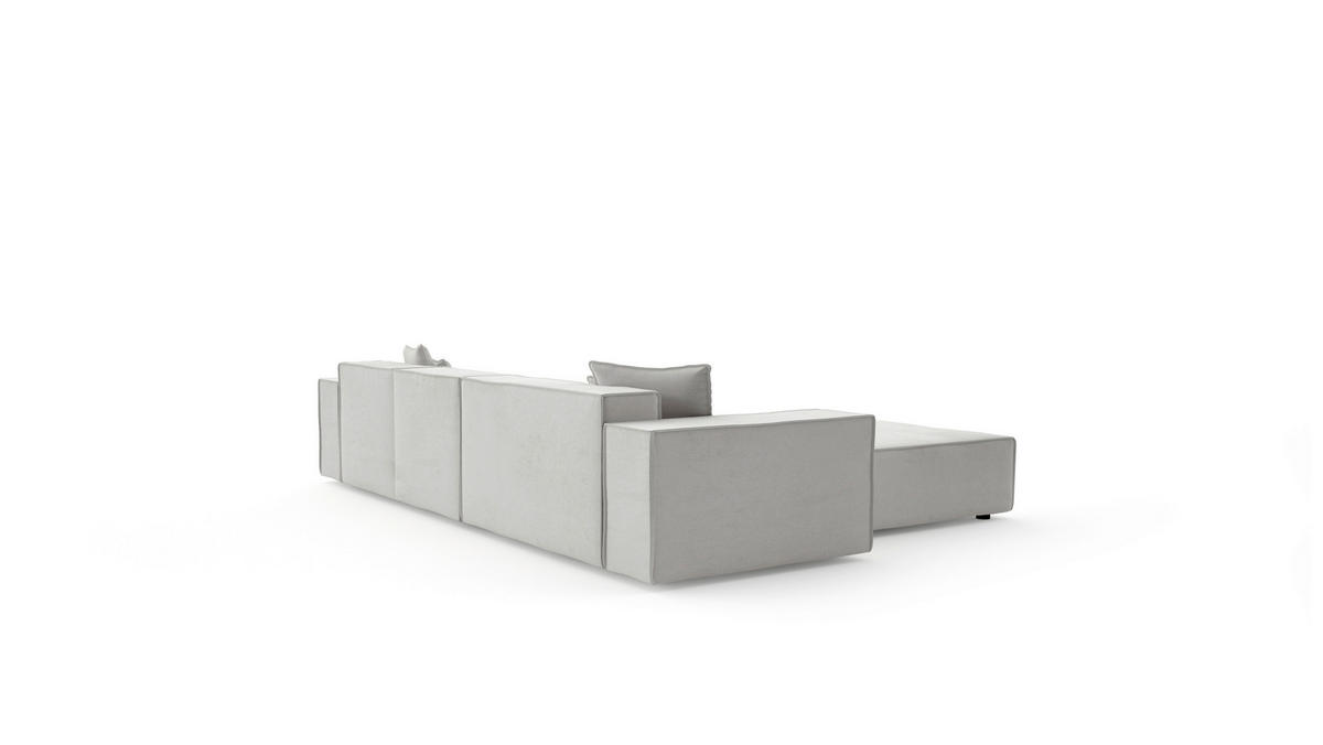 ECKSOFA Grau Chenille Zierkissen, Rücken echt  - Schwarz/Grau, MODERN, Kunststoff/Textil (180/265cm) - Milino