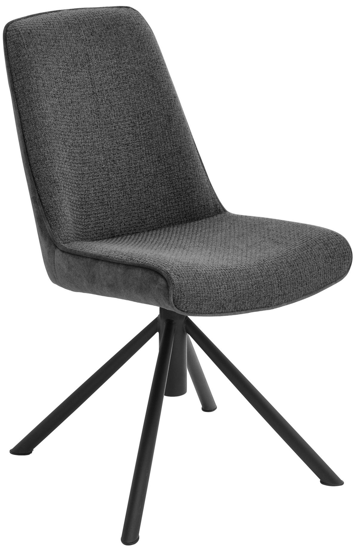 STUHL  in Eisen Flachgewebe Metall, Textil  - Anthrazit/Schwarz, Design, Textil/Metall (49/88/64cm) - Novel