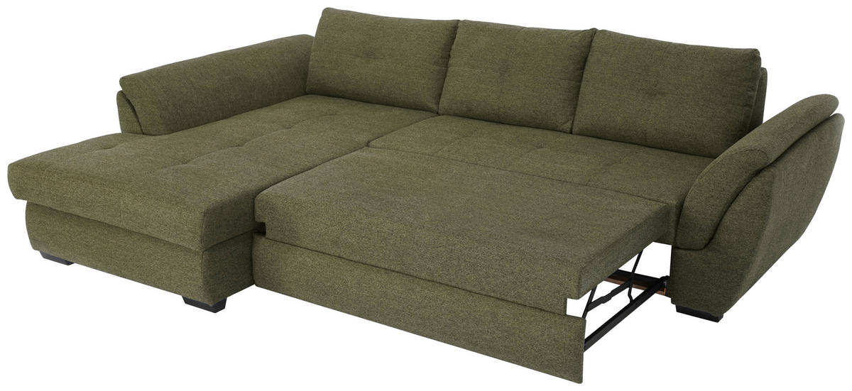 ECKSOFA in Webstoff Grün  - Schwarz/Grün, Design, Kunststoff/Textil (187/278cm) - Livetastic