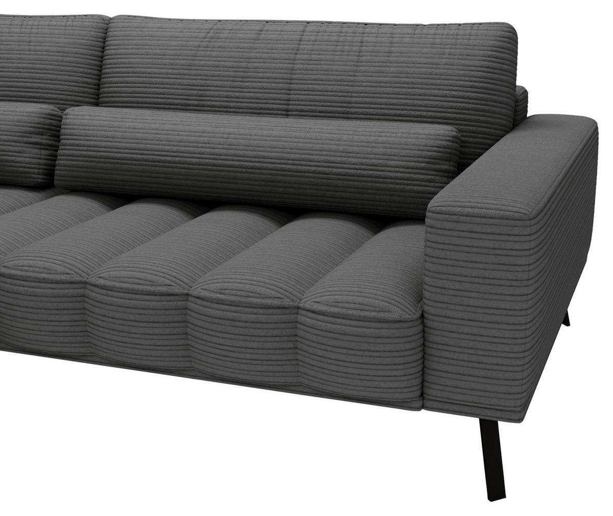 ECKSOFA Anthrazit Cord  - Anthrazit/Schwarz, Design, Textil/Metall (204/291cm) - Lomoco