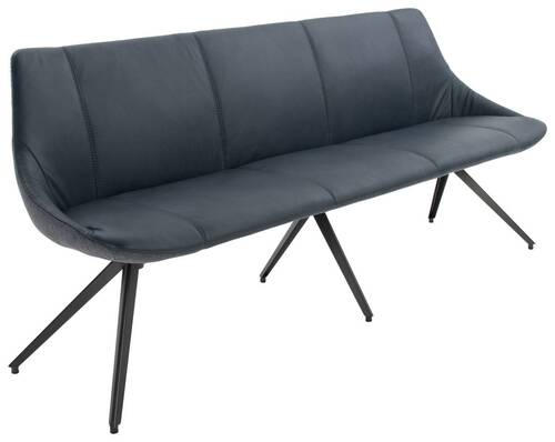 SITZBANK 195/88/62 cm Struktur Echtleder Blau, Grau Metall - Blau/Anthrazit, Design, Leder/Textil (195/88/62cm) - Bert Plantagie