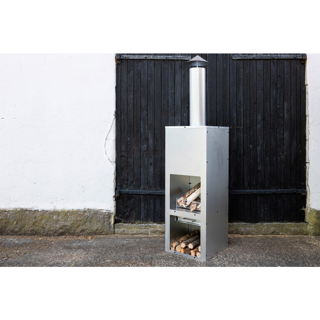 Thumbnail - Gardenson Feuerstelle, Silber, Metall, rechteckig, 45x199x45 cm, Grillfunktion, Ablage für Holz, Freizeit, Campingzubehö...