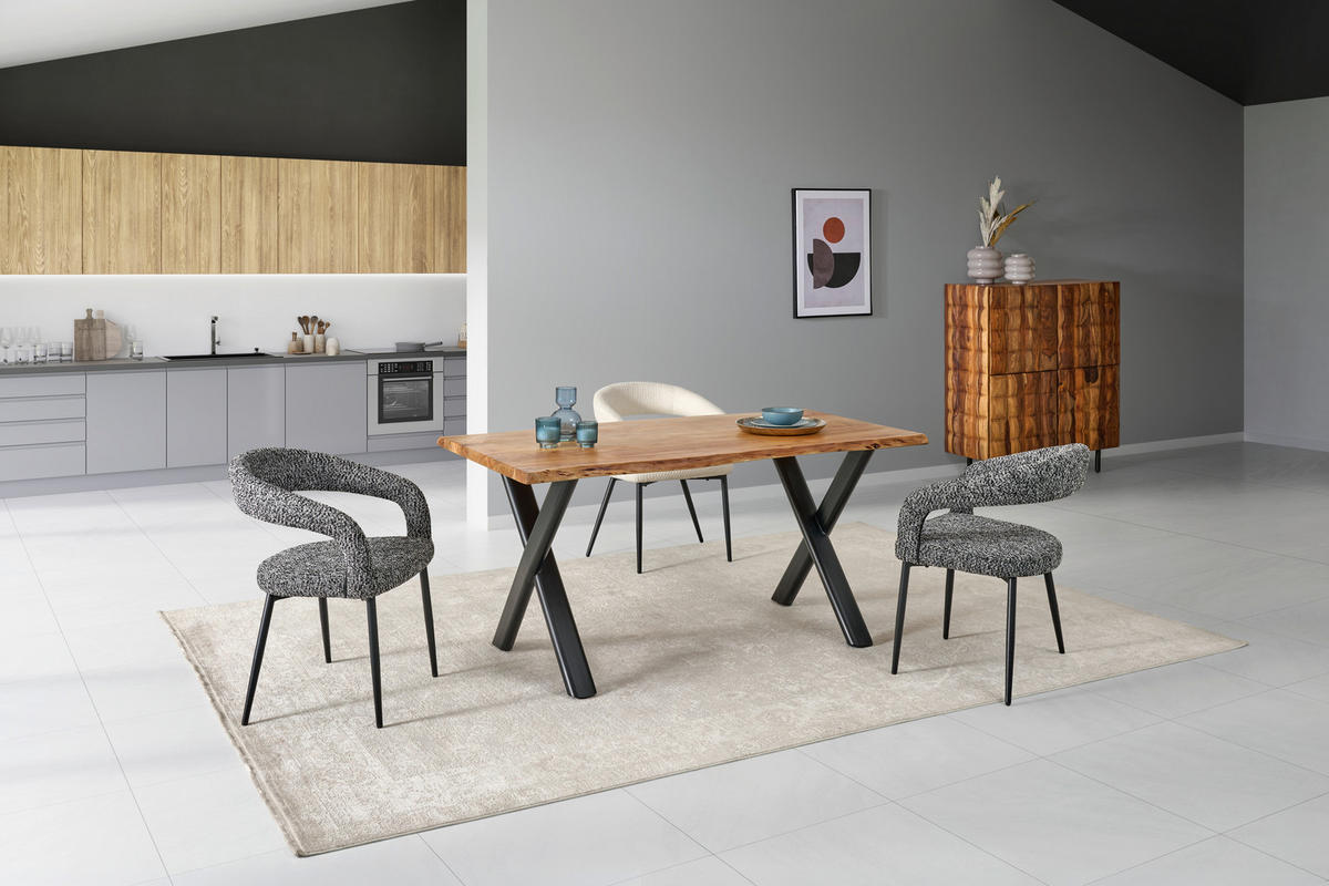 JEDÁLENSKÝ STÔL, akácia, prírodná farba, 160/90/76 cm - čierna/prírodná farba, Modern, kov/drevo (160/90/76cm) - P & B