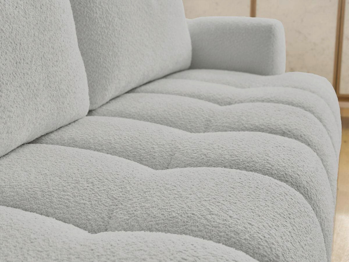 SCHLAFSOFA FUJI Bouclé Hellgrau  inkl.  - Hellgrau/Schwarz, MODERN, Kunststoff/Textil (251/113/88cm)