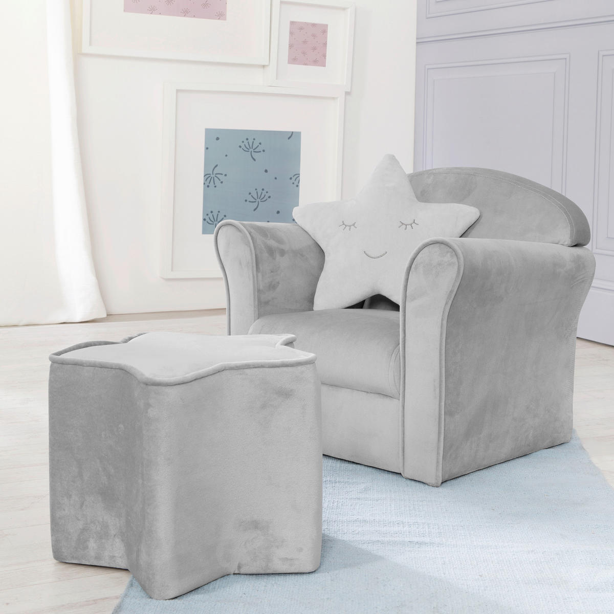 KINDERSESSEL - Silberfarben/Grau, Basics, Textil (49/43/39cm) - Roba