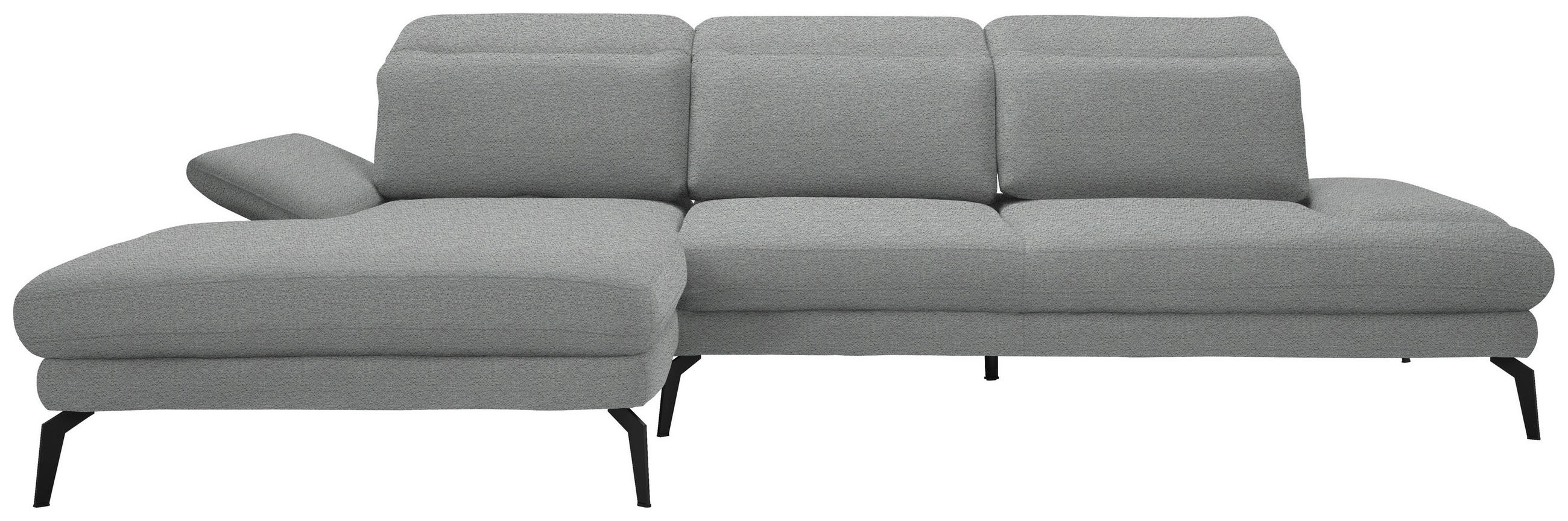 ECKSOFA Hellgrau Webstoff  - Hellgrau/Schwarz, Design, Textil/Metall (180/289cm) - Stylife
