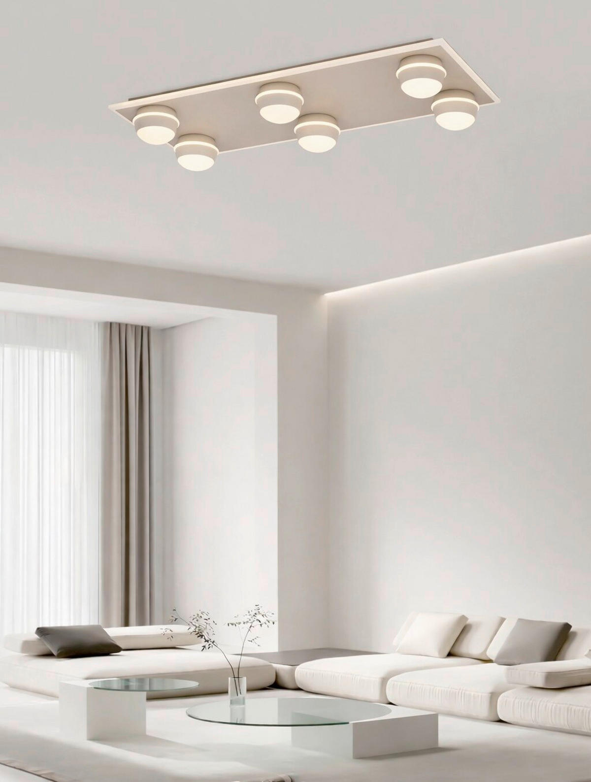 LED-DECKENLEUCHTE Biarritz 74/32/12,5 cm  - Sandfarben, Design, Kunststoff/Metall (74/32/12,5cm)
