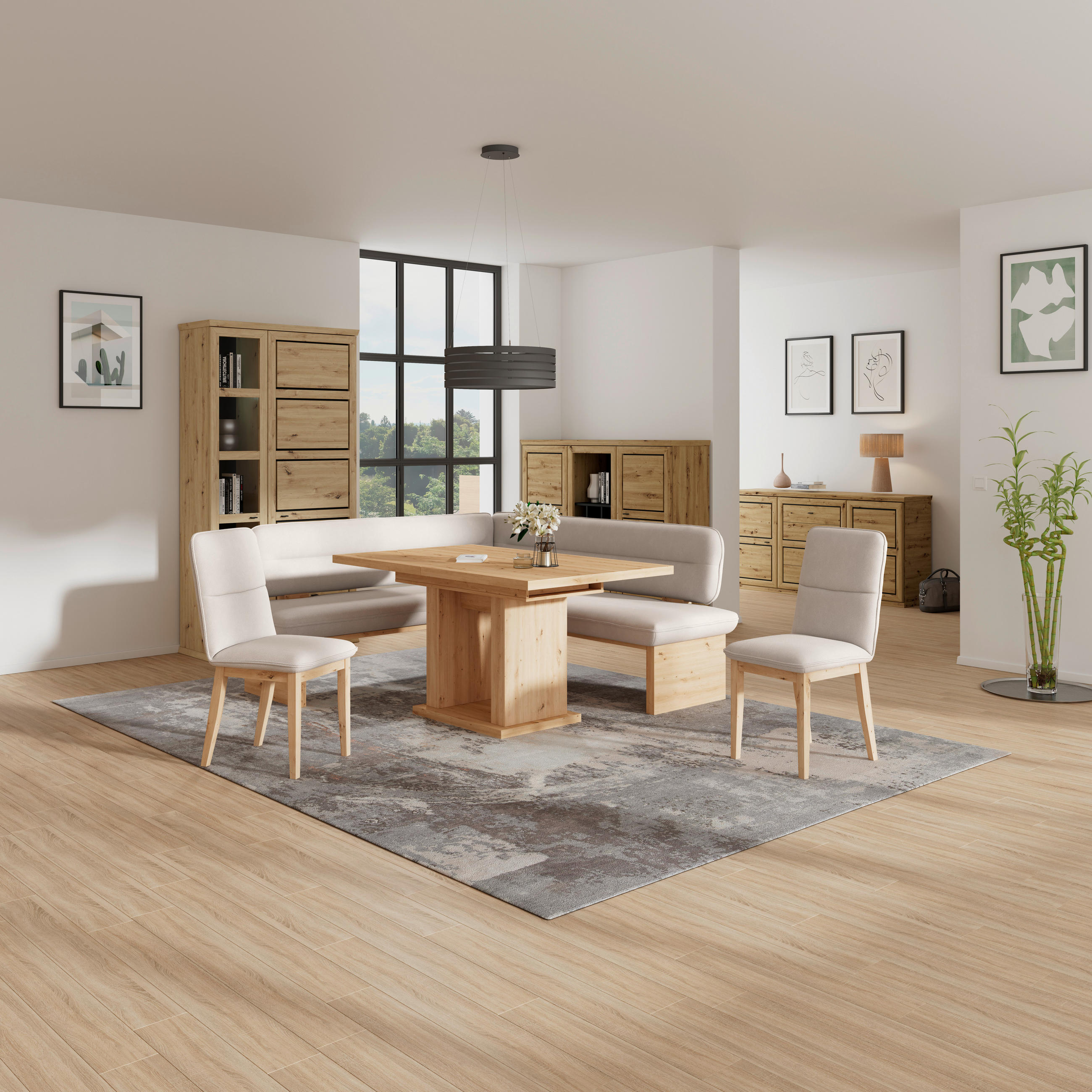 P & B Eckbank Hellgrau 212x170 cm