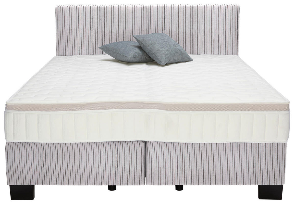 BOXSPRINGBETT 180/200 cm  in Grau  - Schwarz/Grau, Design, Kunststoff/Textil (180/200cm) - Hom`in