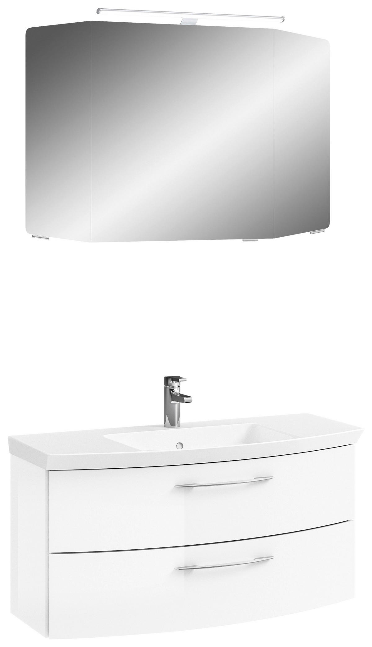 BADEZIMMER 3-teilig  in 101 cm  - Chromfarben/Weiß Hochglanz, KONVENTIONELL, Glas/Holzwerkstoff (101cm) - Pelipal