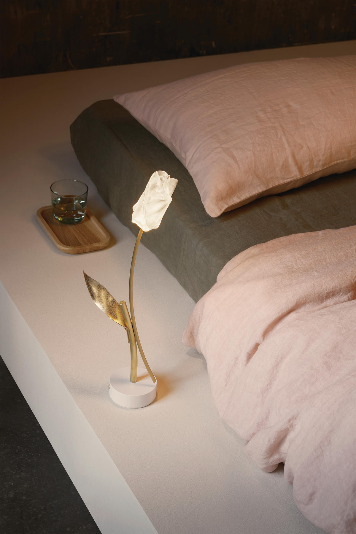 AKKU-TISCHLEUCHTE Tulip Battery 8,5/15/38 cm   - Transparent/Goldfarben, KONVENTIONELL, Kunststoff/Metall (8,5/15/38cm) - Slamp