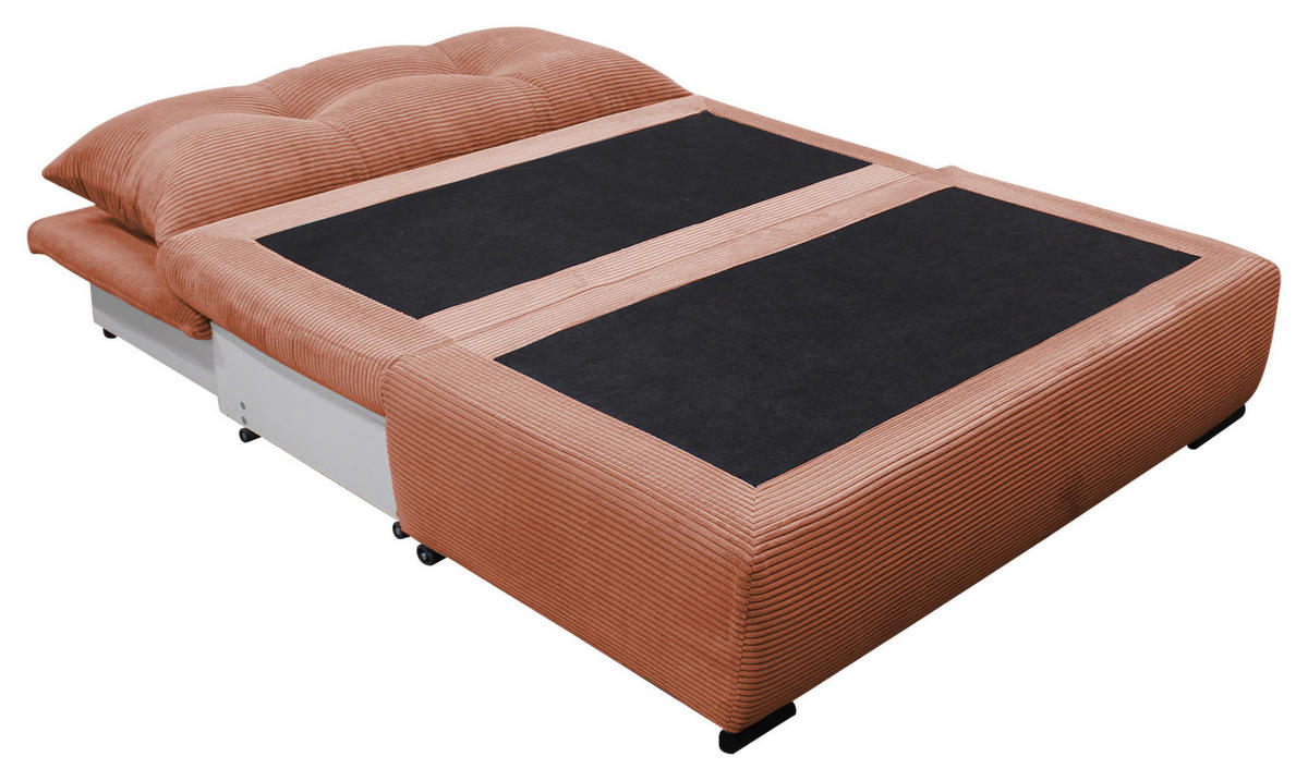 SCHLAFSOFA  mit Liegefunktion Cord Koralle  - Koralle/Schwarz, Design, Kunststoff/Textil (154/93/85cm) - MID.YOU