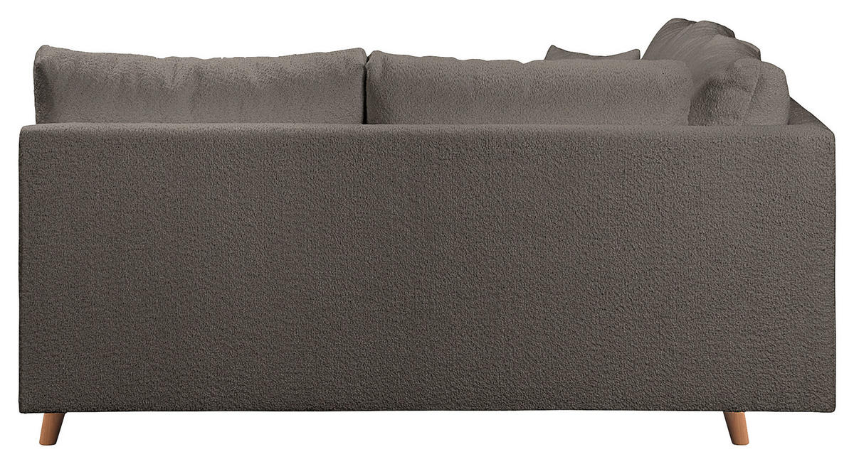 ECKSOFA Ariella in Bouclé Dunkelgrau  231/161 cm  - Dunkelgrau/Naturfarben, Design, Holz/Textil (231/161cm) - Livetastic