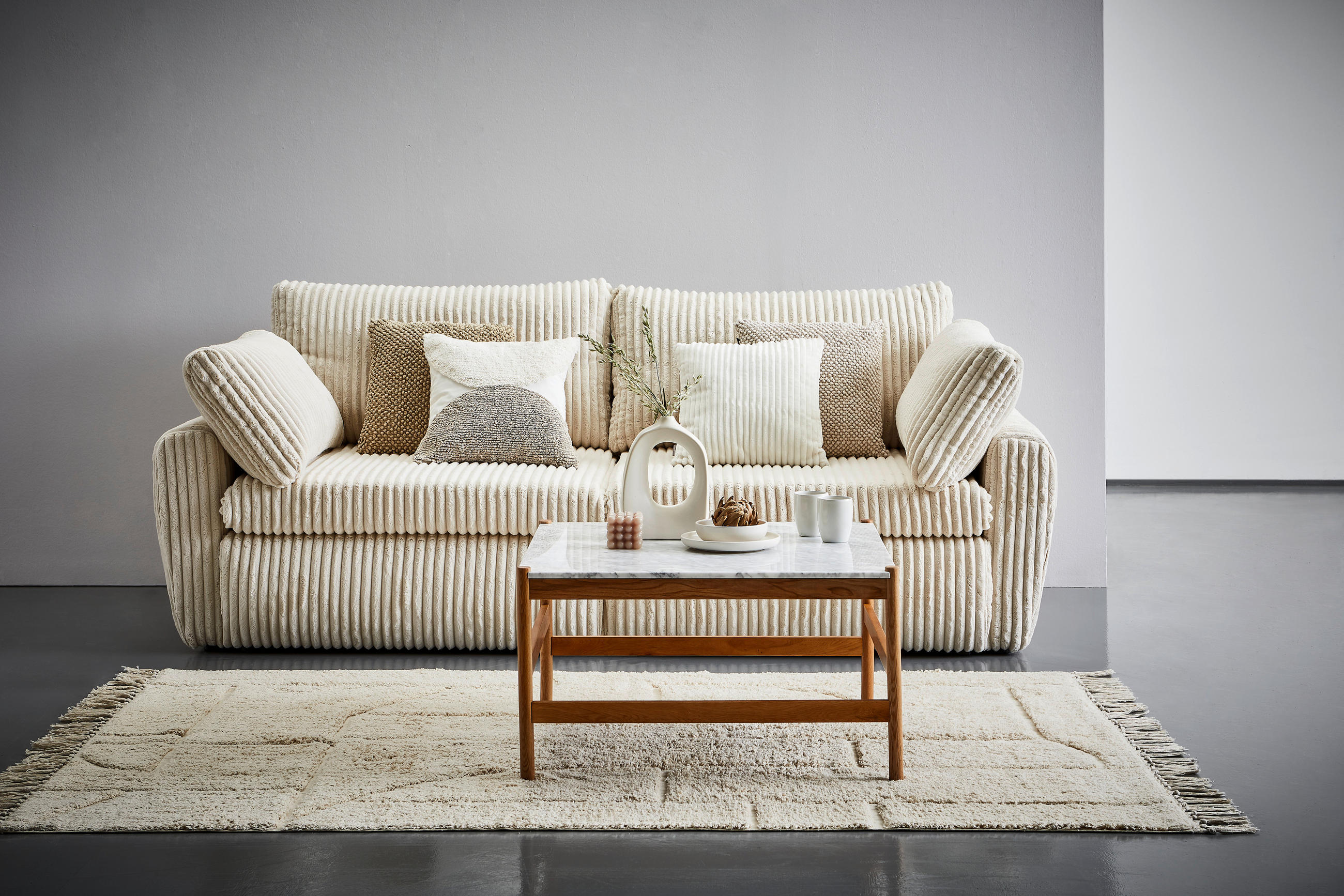 SCHLAFSOFA Cord, Plüsch Creme  - Creme/Schwarz, MODERN, Kunststoff/Textil (240/90/120cm) - Carryhome