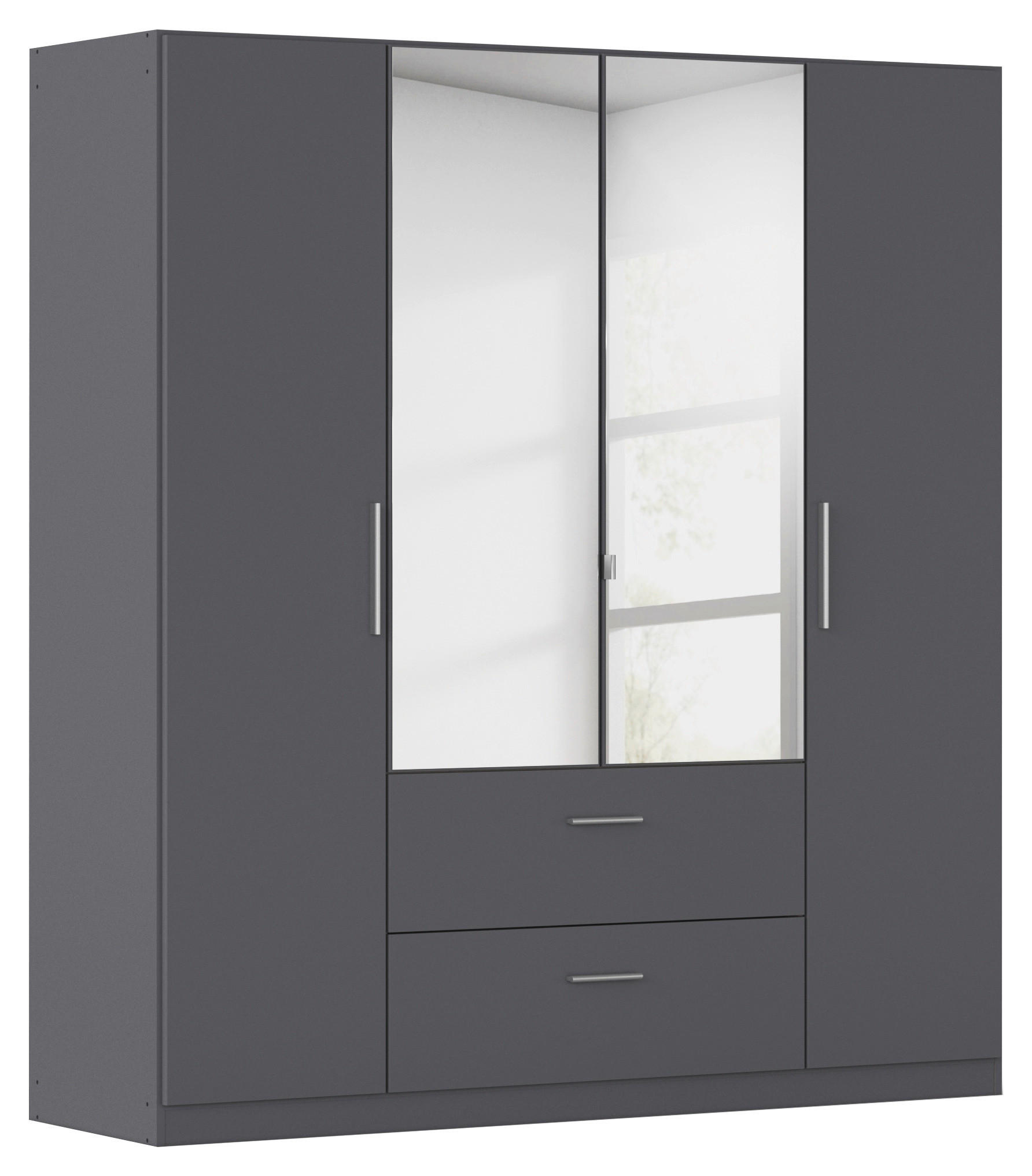 DREHTÜRENSCHRANK 181/210/54 cm,  in Grau, 4 Tür(en)  - Alufarben/Grau, KONVENTIONELL, Glas/Holzwerkstoff (181/210/54cm) - home24
