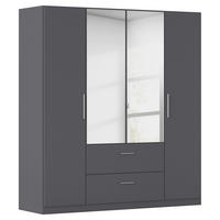 DREHTÜRENSCHRANK 181/210/54 cm,  in Grau, 4 Tür(en)  - Alufarben/Grau, KONVENTIONELL, Glas/Holzwerkstoff (181/210/54cm) - home24
