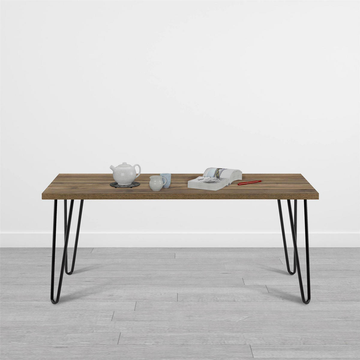 COUCHTISCH Owen 105/49/45 cm rechteckig Walnussfarben  - Walnussfarben/Schwarz, Design, Holzwerkstoff/Metall (105/49/45cm) - MID.YOU