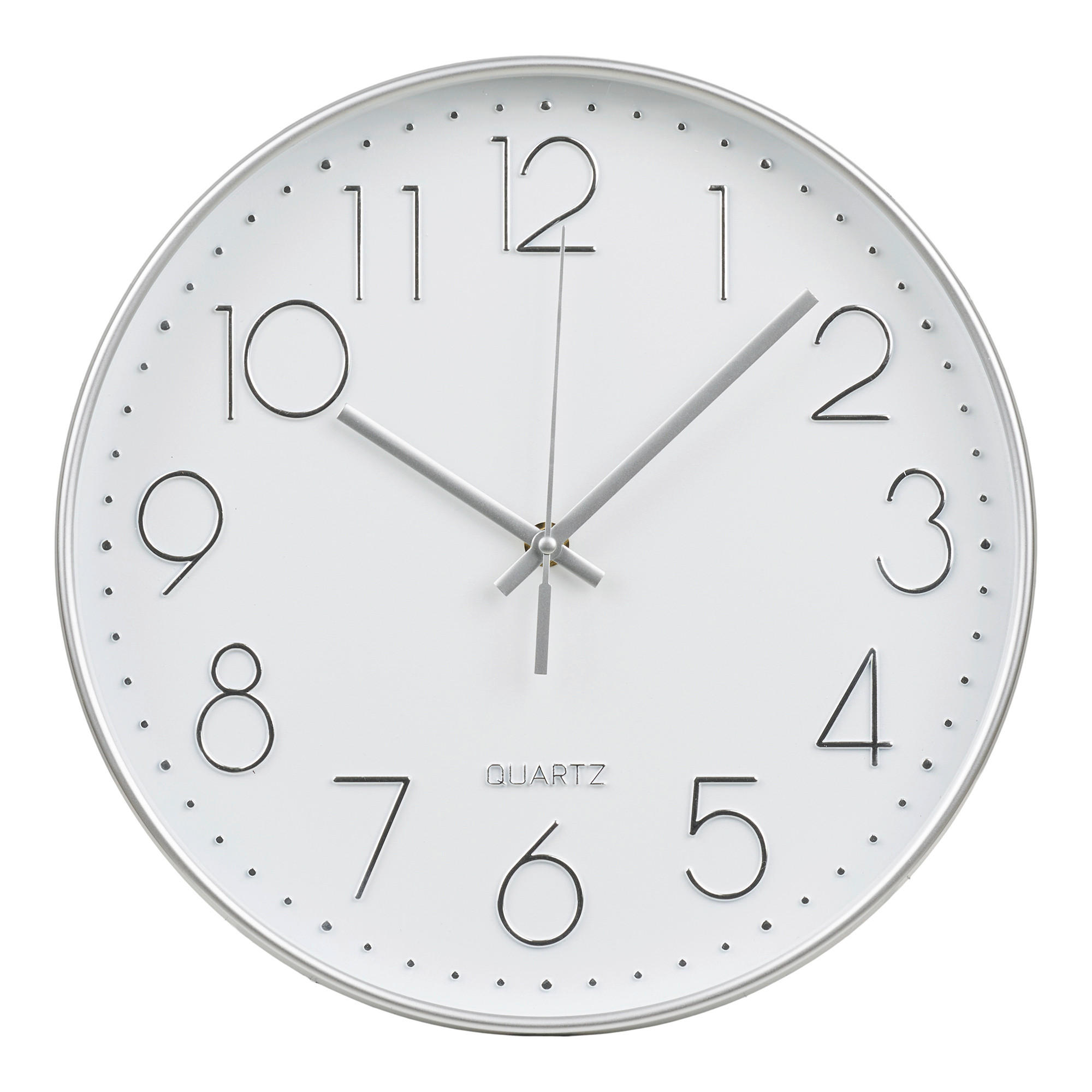 WANDUHR Lalibela Wall clock Silberfarben, Weiß 30/30/4,5 cm  - Silberfarben/Weiß, Basics, Glas/Kunststoff (30/30/4,5cm)