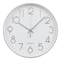 WANDUHR Lalibela Wall clock Silberfarben, Weiß 30/30/4,5 cm  - Silberfarben/Weiß, Basics, Glas/Kunststoff (30/30/4,5cm)