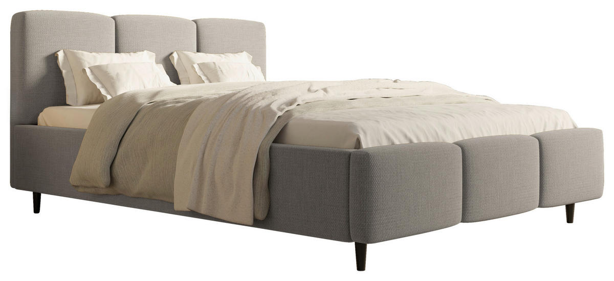 POLSTERBETT Lattenrost, Bettkasten 140/200 cm  in Hellgrau  - Hellgrau/Schwarz, Design, Holz/Textil (140/200cm) - Boxxx