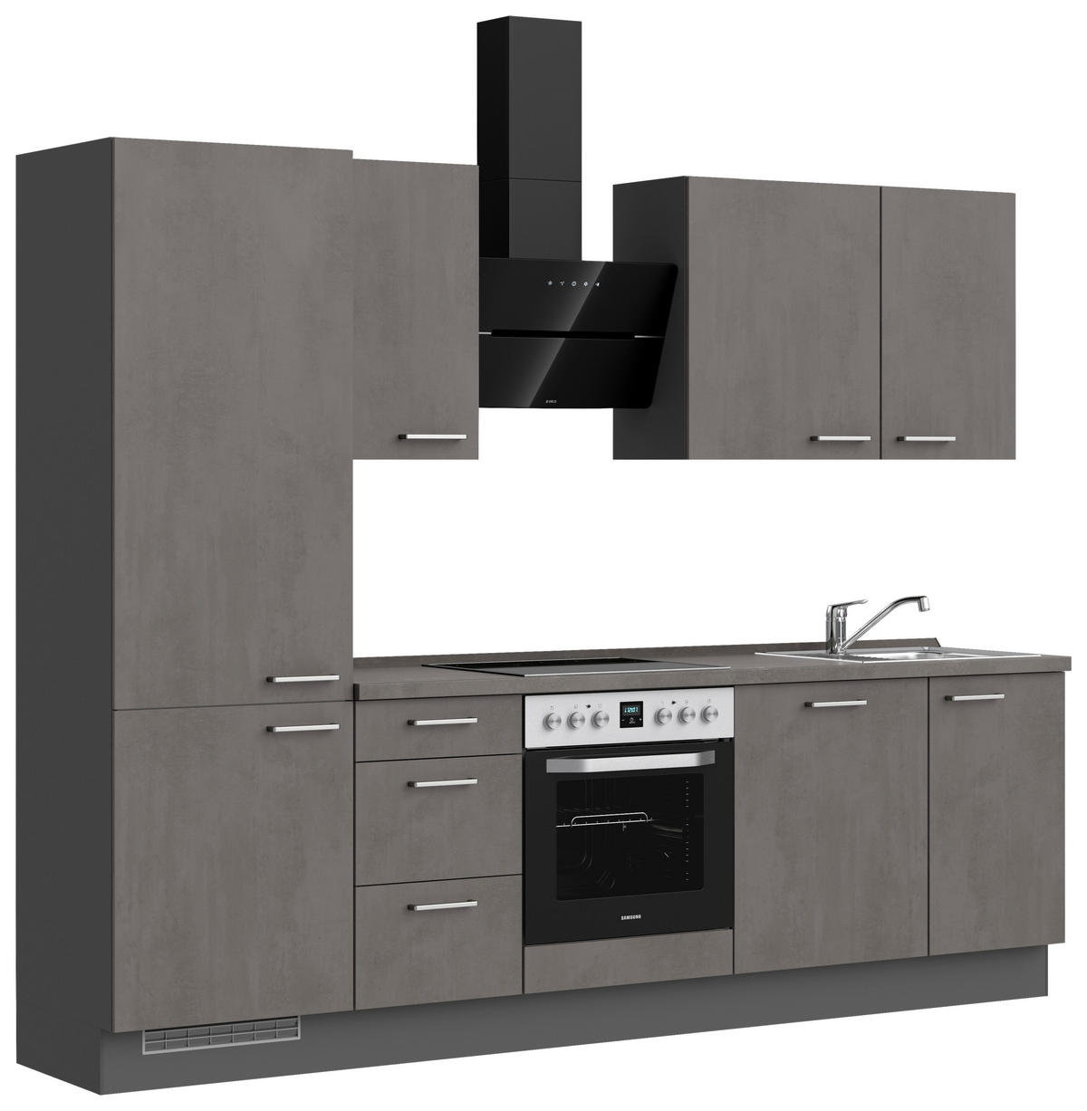 KÜCHENBLOCK Riva 270 cm  in Schieferfarben  - Schieferfarben/Edelstahlfarben, MODERN, Holzwerkstoff/Metall (270cm) - Nobilia