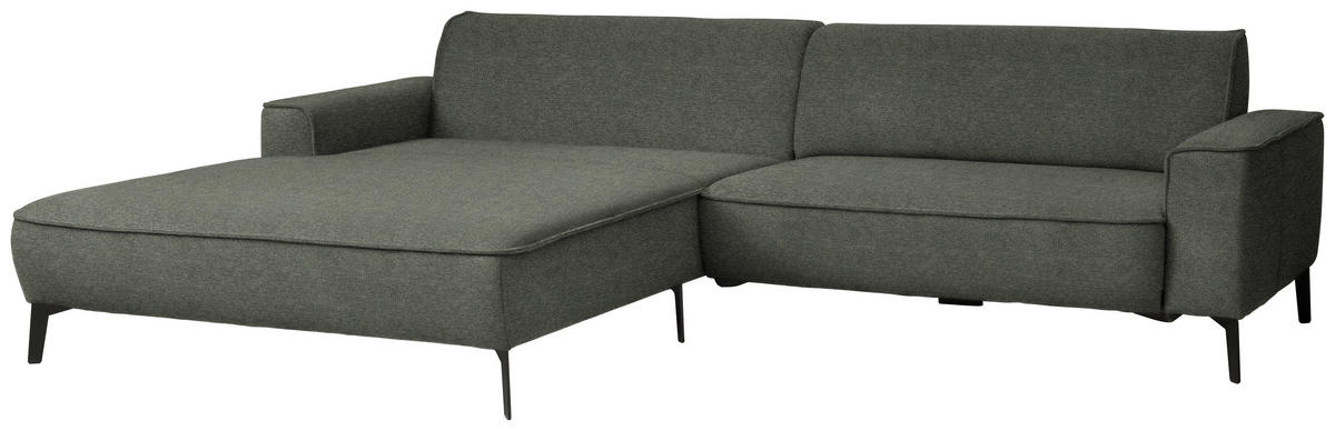 ECKSOFA in Flachgewebe Dunkelgrün  190/285 cm  - Dunkelgrün/Schwarz, Design, Textil/Metall (190/285cm) - Johann Jakob
