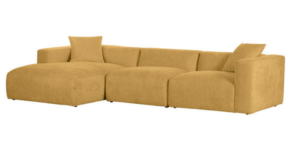 ECKSOFA  in Chenille Senfgelb  178/323 cm  - Senfgelb/Schwarz, MODERN, Kunststoff/Textil (178/323cm) - Carryhome