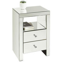 NACHTKÄSTCHEN 46/66/35,5 cm  in Silberfarben  - Silberfarben, Trend, Glas/Holzwerkstoff (46/66/35,5cm) - Xora