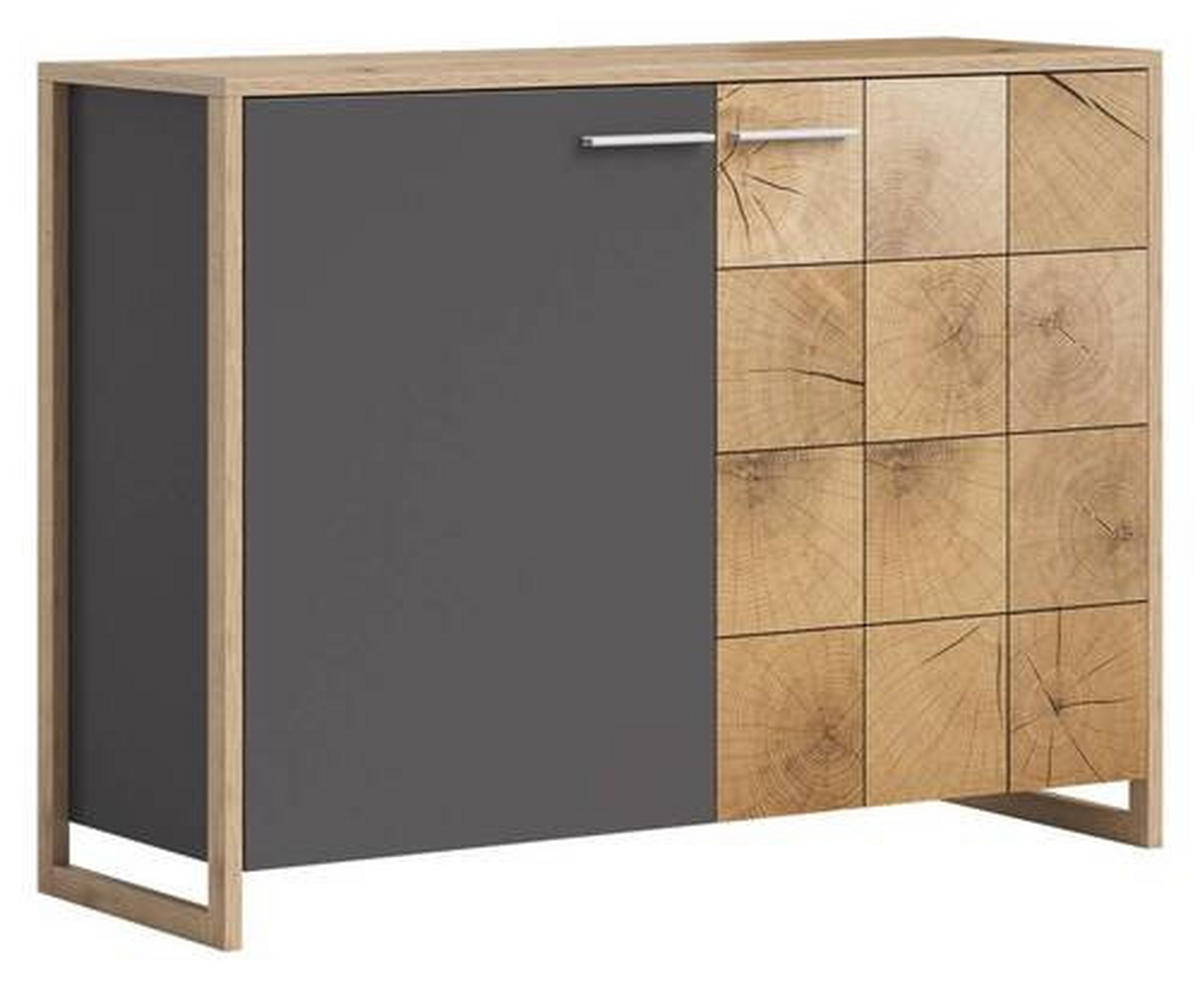 SIDEBOARD Graphitfarben, Eichefarben, Eiche Artisan Einlegeböden von XORA