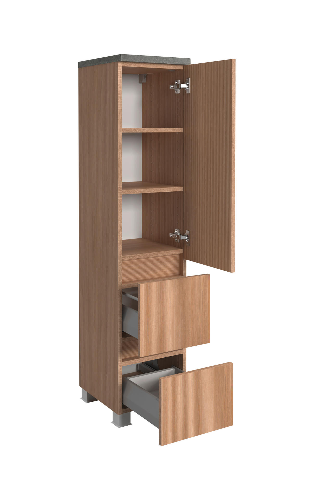 MIDISCHRANK 30/131/35 cm  - Eichefarben/Silberfarben, KONVENTIONELL, Holzwerkstoff/Kunststoff (30/131/35cm) - Xora