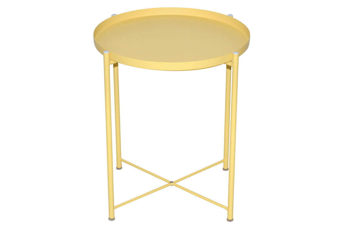BEISTELLTISCH 47,5/47,5/53 cm Gelb rund  - Gelb, Design, Metall (47,5/47,5/53cm) - MID.YOU
