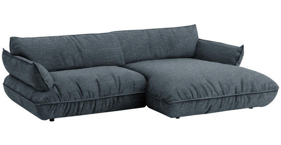 ECKSOFA  in Flachgewebe Blau  264/185 cm  - Blau/Schwarz, Design, Kunststoff/Textil (264/185cm) - Belluti